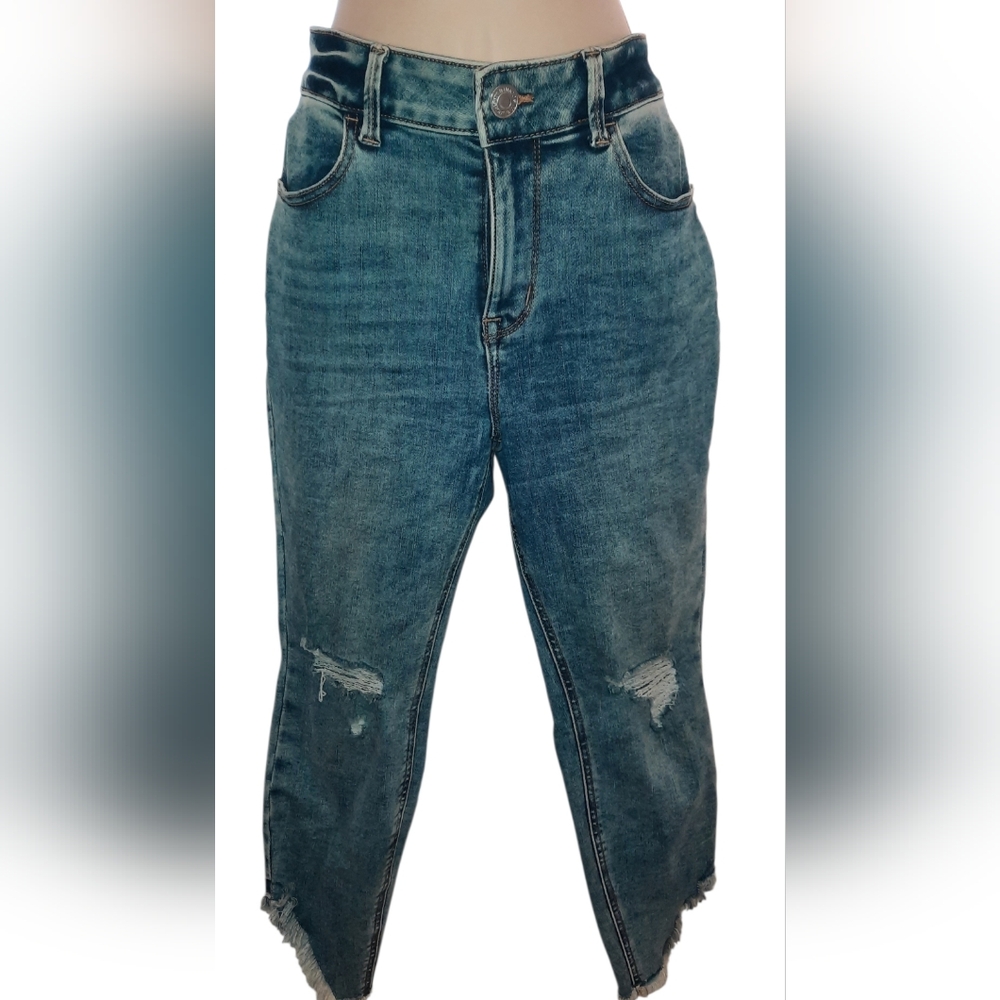 Maurices Women's Washed Blue Skinny Distressed Jeans